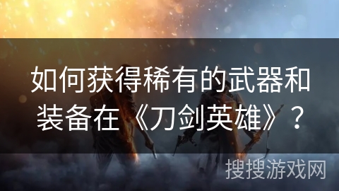 如何获得稀有的武器和装备在《刀剑英雄》？