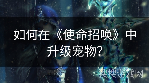 如何在《使命招唤》中升级宠物? 如何在《使命招唤》中升级宠物?