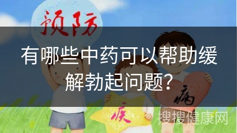 有哪些中药可以帮助缓解勃起问题？