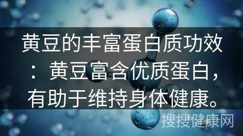 黄豆的丰富蛋白质功效：黄豆富含优质蛋白，有助于维持身体健康。