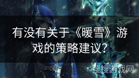 有没有关于《暖雪》游戏的策略建议？