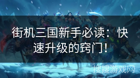 街机三国新手必读:快速升级的窍门! 街机三国新手必读:快速升级的窍门!