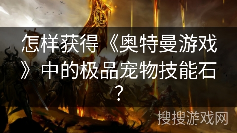 怎样获得《奥特曼游戏》中的极品宠物技能石？