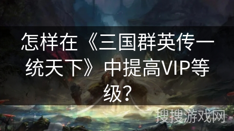 怎样在《三国群英传一统天下》中提高VIP等级？