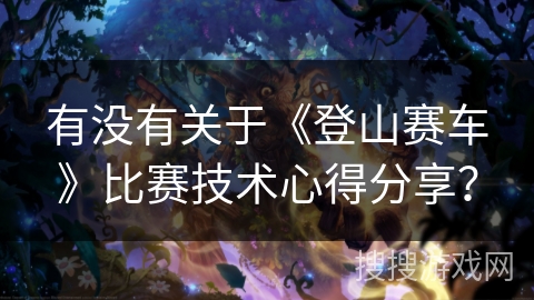 有没有关于《登山赛车》比赛技术心得分享？