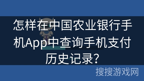 怎样在中国农业银行手机App中查询手机支付历史记录？