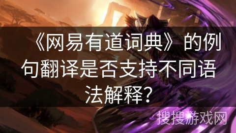《网易有道词典》的例句翻译是否支持不同语法解释？