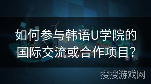 如何参与韩语U学院的国际交流或合作项目？