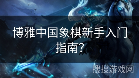 博雅中国象棋新手入门指南？