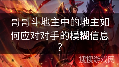 哥哥斗地主中的地主如何应对对手的模糊信息？