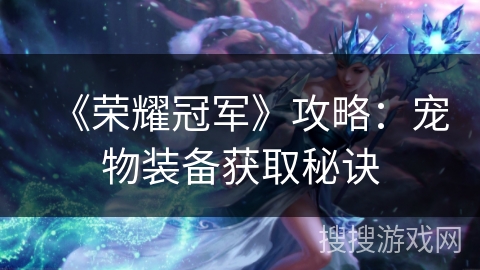 《荣耀冠军》攻略:宠物装备获取秘诀 《荣耀冠军》攻略:宠物装备获取秘诀