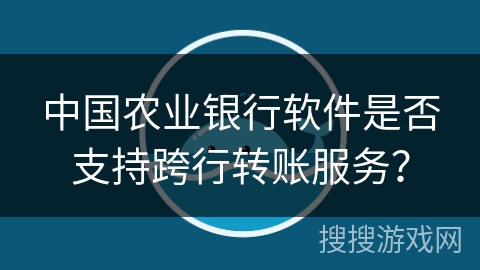中国农业银行软件是否支持跨行转账服务? 中国农业银行软件是否支持跨行转账服务?