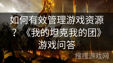 如何有效管理游戏资源？《我的坦克我的团》游戏问答