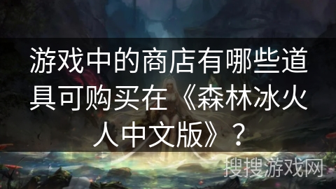 游戏中的商店有哪些道具可购买在《森林冰火人中文版》？