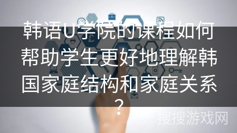 韩语U学院的课程如何帮助学生更好地理解韩国家庭结构和家庭关系？