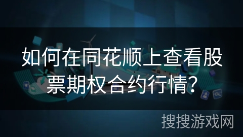 如何在同花顺上查看股票期权合约行情？