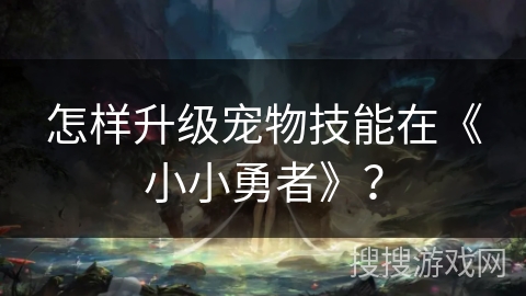 怎样升级宠物技能在《小小勇者》？