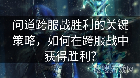 问道跨服战胜利的关键策略，如何在跨服战中获得胜利？