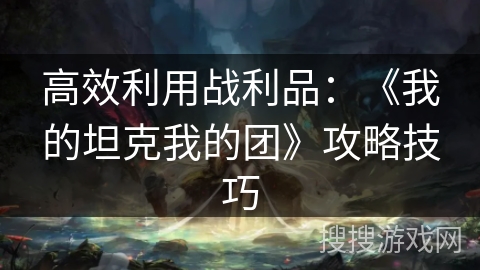 高效利用战利品：《我的坦克我的团》攻略技巧