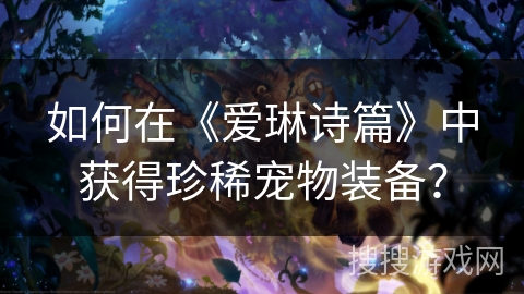 如何在《爱琳诗篇》中获得珍稀宠物装备？