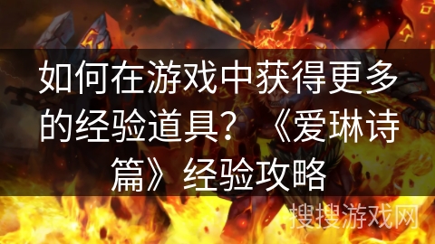 如何在游戏中获得更多的经验道具？《爱琳诗篇》经验攻略