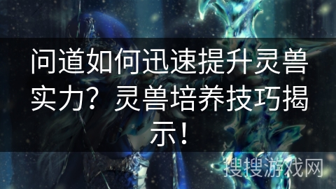 问道如何迅速提升灵兽实力？灵兽培养技巧揭示！