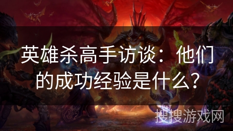 英雄杀高手访谈：他们的成功经验是什么？