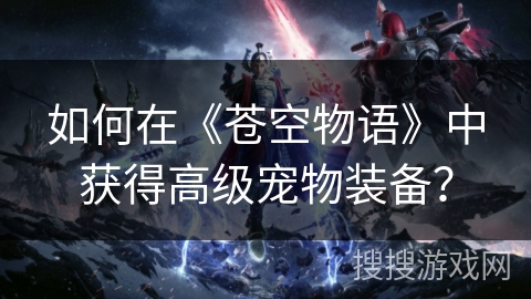 如何在《苍空物语》中获得高级宠物装备？