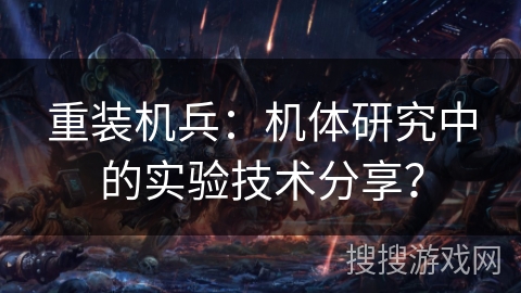 重装机兵：机体研究中的实验技术分享？
