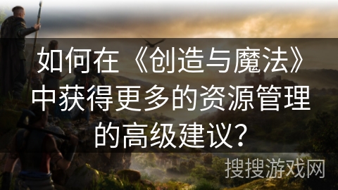 如何在《创造与魔法》中获得更多的资源管理的高级建议？