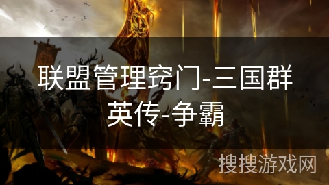 联盟管理窍门-三国群英传-争霸