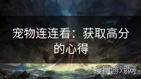 宠物连连看：获取高分的心得