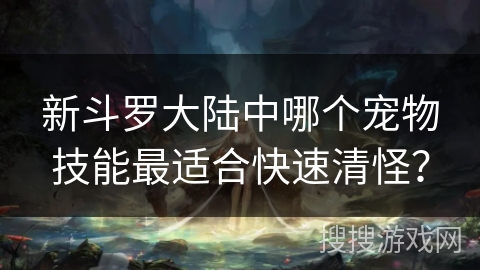 新斗罗大陆中哪个宠物技能最适合快速清怪？