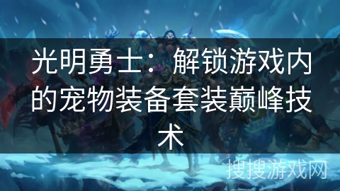 光明勇士:解锁游戏内的宠物装备套装巅峰技术 光明勇士:解锁游戏内的宠物装备套装巅峰技术