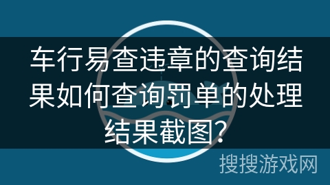 车行易查违章的查询结果如何查询罚单的处理结果截图？