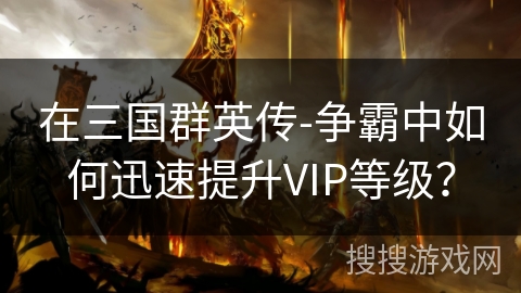 在三国群英传-争霸中如何迅速提升VIP等级？