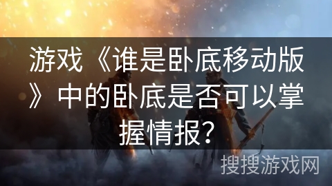 游戏《谁是卧底移动版》中的卧底是否可以掌握情报？