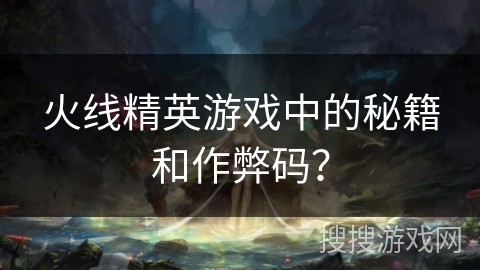 火线精英游戏中的秘籍和作弊码？