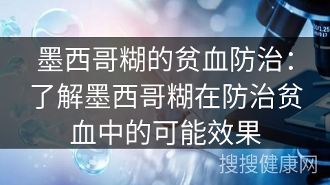 墨西哥糊的贫血防治：了解墨西哥糊在防治贫血中的可能效果