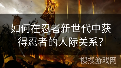 如何在忍者新世代中获得忍者的人际关系？