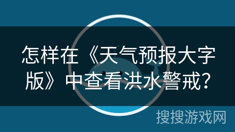 怎样在《天气预报大字版》中查看洪水警戒？