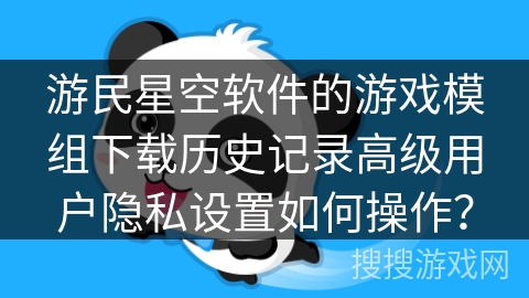 游民星空软件的游戏模组下载历史记录高级用户隐私设置如何操作？