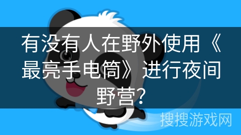 有没有人在野外使用《最亮手电筒》进行夜间野营？