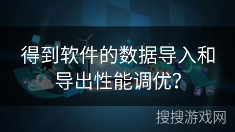 得到软件的数据导入和导出性能调优？
