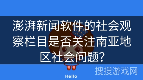 澎湃新闻软件的社会观察栏目是否关注南亚地区社会问题？