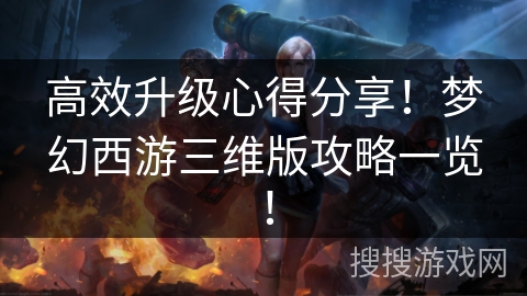 高效升级心得分享！梦幻西游三维版攻略一览！