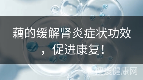 藕的缓解肾炎症状功效，促进康复！