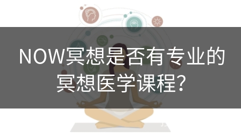 NOW冥想是否有专业的冥想医学课程?