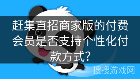 赶集直招商家版的付费会员是否支持个性化付款方式？