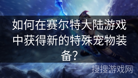 如何在赛尔特大陆游戏中获得新的特殊宠物装备？